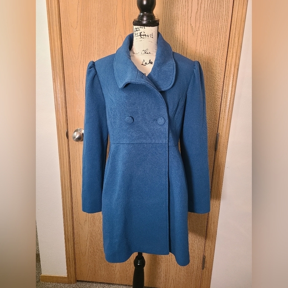 Old Navy Jackets & Blazers - Old Navy teal wool blend empire waist puff sleeve Chic peacoat